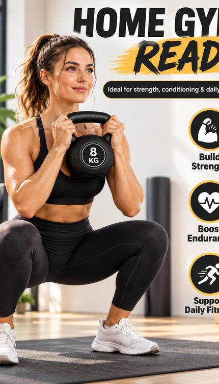 Kettlebell Weights 2KG-20KG Black Vinyl Coated Cement