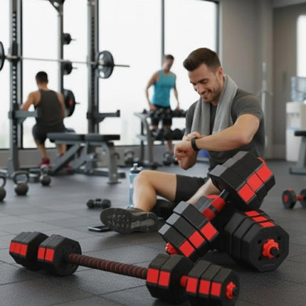 Adjustable Octagonal Dumbbell Set-Red
