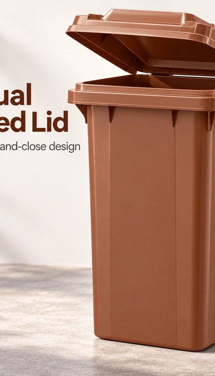 100L Brown Wheelie Bin with Lid & Wheels Outdoor Plastic Rubbish Dustbin