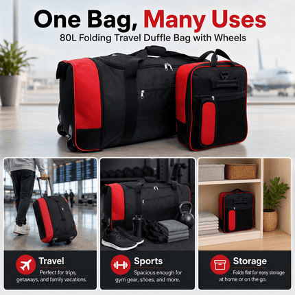 80L Rolling Duffle Bag