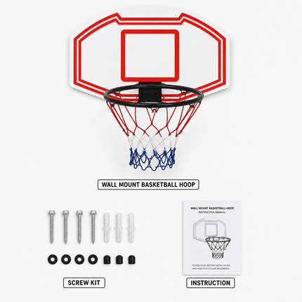 Large Wall Mounted Basketball Hoop with Backboard and Rim, Indoor Outdoor Basketball Practice and Shooting Set