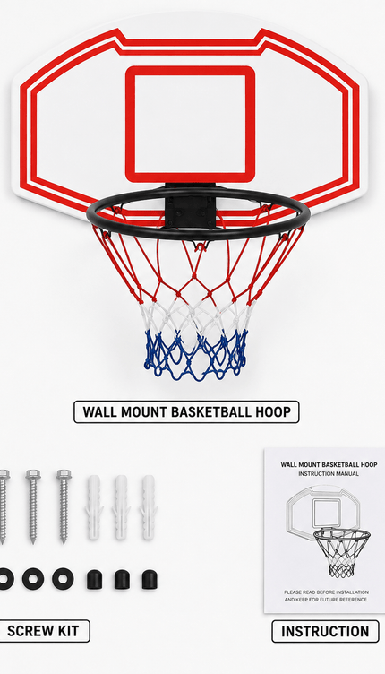 Large Wall Mounted Basketball Hoop with Backboard and Rim, Indoor Outdoor Basketball Practice and Shooting Set