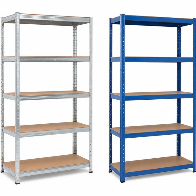 5-Tier Storage Rack with Adjustable Shelves Galvanized Steel Frame BLUE SILVER