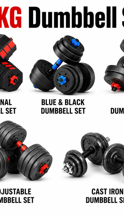 20kg 6-in-1 Adjustable Dumbbell Barbell & Kettlebell Set