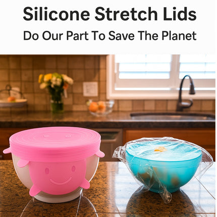 12x Silicone Stretch Lids Flexible Food Covers Reusable Durable Expandable Seal Caps for Bowls Containers Cups Kitchen Storage Solution