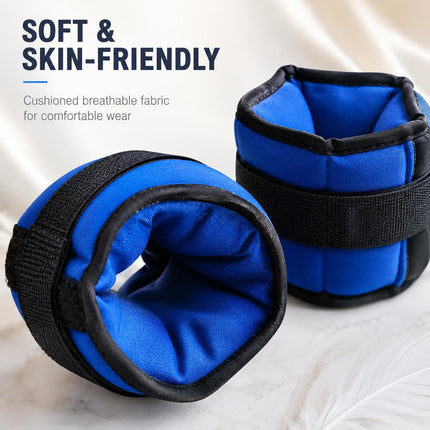 Blue Adjustable Ankle & Wrist Weights – Pair (0.5kg–3kg)