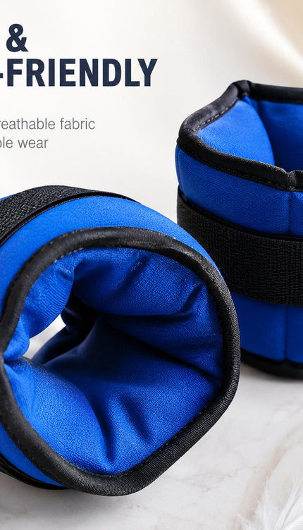 Blue Adjustable Ankle & Wrist Weights – Pair (0.5kg–3kg)
