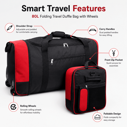80L Rolling Duffle Bag