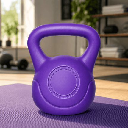 10KG Kettlebell Fitness Weight, Purple Vinyl Coated Cement Home Gym Workout Weight with Ergonomic Handle
