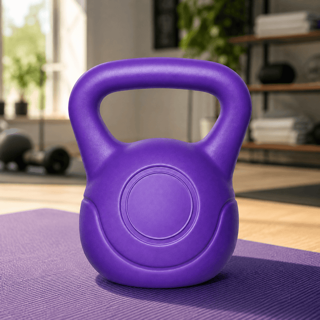 10KG Kettlebell Fitness Weight, Purple Vinyl Coated Cement Home Gym Workout Weight with Ergonomic Handle