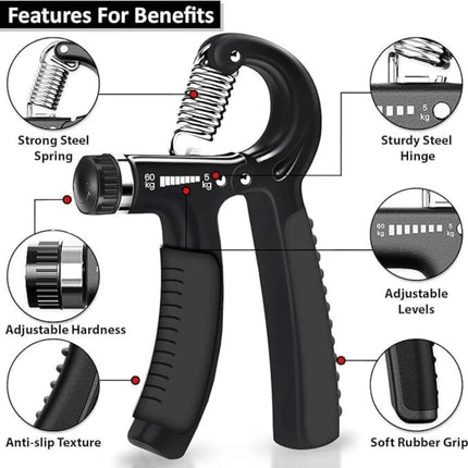 Hand Grip Strengthener 2 Pack Adjustable 5-60KG Forearm Wrist Exercise Trainer