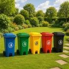 Wheelie Bin 100L 120L Waste Rubbish Dustbin with Lid Rubber Wheels