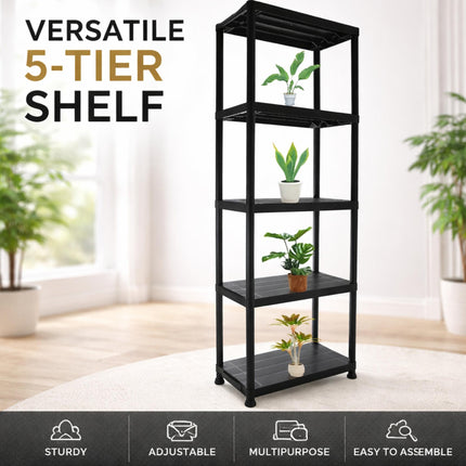 Plastic 4/5 Tier Storage Rack Freestanding Garage Shelving Unit Durable Utility Shelf Organizer for Shed Home & Warehouse Strong Multi-Purpose Rack for Tools & Boxes Easy Assembly