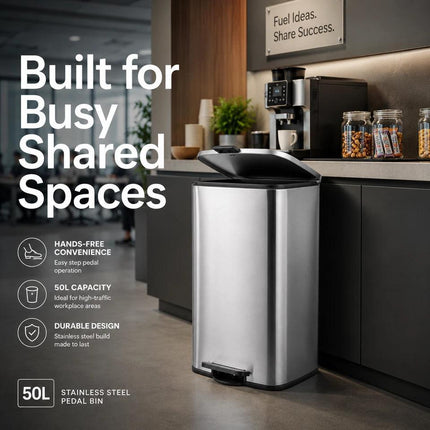 50L Stainless Steel Pedal Bin