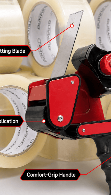 Clear Packing Tape with Dispenser Gun – 6 Rolls, 48mm × 66m