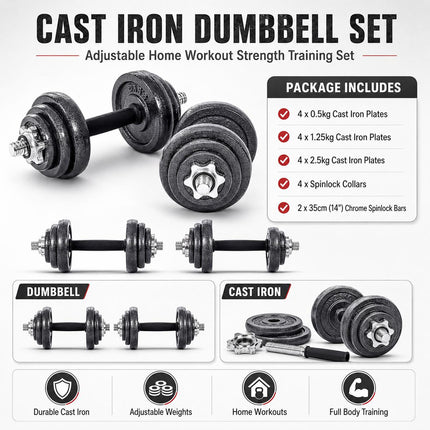 20kg Adjustable Dumbbell Set – 5 Styles