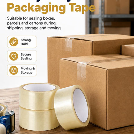 Packing Tape Clear Parcel Box Sealing Tape 3 Rolls Heavy Duty for Packaging Moving House & Storage 48mm x 66m