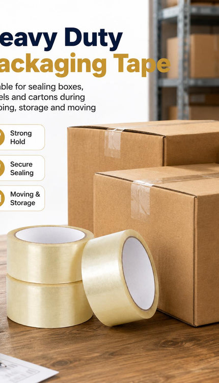 Clear Heavy Duty Parcel Box Sealing Tape – 3 Rolls, 48mm × 66m