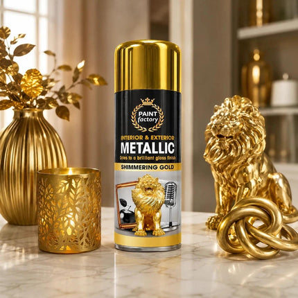 Metallic Gold Spray Paint 400ml Fast Dry Aerosol Paint For Wood Metal Plastic Multi Surface Smooth Finish