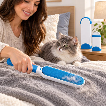 Reusable Pet Hair Remover Brush Set Dog Cat Fur Lint Roller Cleaner for Sofa Clothes Car Seats Furniture & Bedding