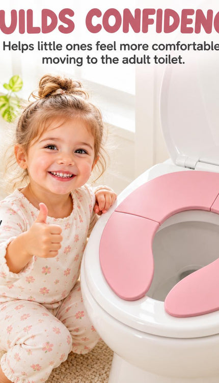 Folding Potty Training Seat for Toddlers, Portable Kids Toilet Trainer with Non Slip Design, Compact Travel Toilet Seat for Boys & Girls, Pink