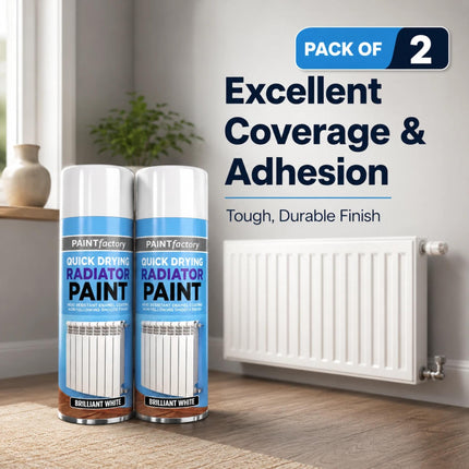 Cast Iron Radiator Spray Paint Brilliant White Aerosol 400ml Quick Dry Durable Metal Surface Paint Indoor Outdoor Radiator Paint Pack of 1 or 2