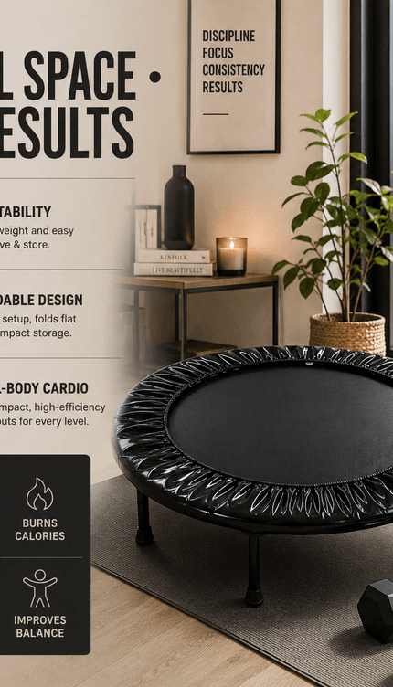 40 Inch Black Mini Fitness Trampoline Portable Cardio Workout Exercise Rebounder for Home Gym Indoor