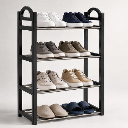 4-Tier Lightweight Shoe Rack Stand – Office & Entryway Boot Storage Shelf Organizer