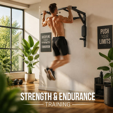 Wall Mounted Pull Up Bar & Dip Station – Power Tower Home Gym | Upper Body Strength Training Station