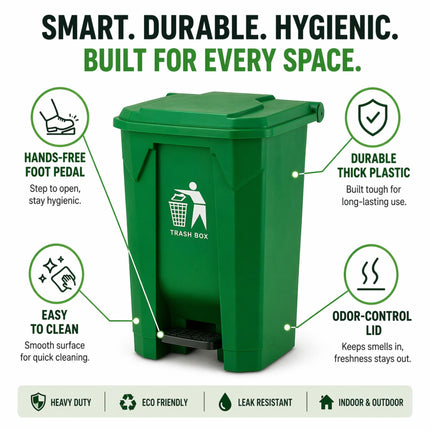 Slim Pedal Bin BPA-Free Plastic Kitchen Bathroom Trash