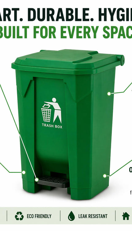Slim Pedal Bin BPA-Free Plastic Kitchen Bathroom Trash