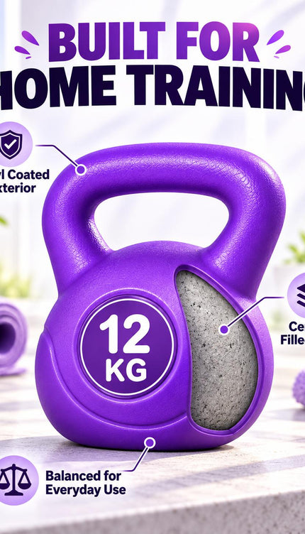 Kettlebell Weights 2KG-12KG Vinyl Cement Purple