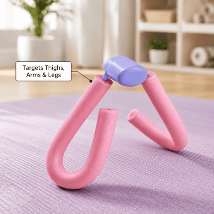 Thigh Master Exercise Trainer, Inner Thigh Hip Arm & Leg Exerciser, Portable Resistance Fitness Equipment for Home Workout and Strength Training, Pink