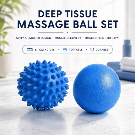 Massage Ball Set Blue 6.1cm & 7cm Deep Tissue Trigger Point Lacrosse Spiky Balls for Muscle Recovery Gym Yoga