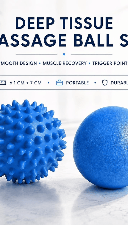Massage Ball Set Blue Muscle Relieve Pain Therapy Lacrosse Spiky Balls 6.1 & 7cm