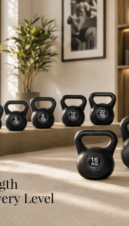 Vinyl Coated Cement Kettlebell Weight for Home Gym Strength Training Exercise Workout, 4KG-20KG Options
