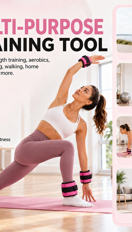 Pink Adjustable Ankle & Wrist Weights – Pair (0.5kg–3kg)