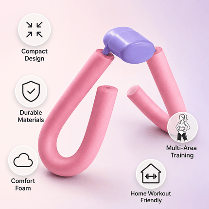 Thigh Master Exercise Trainer, Inner Thigh Hip Arm & Leg Exerciser, Portable Resistance Fitness Equipment for Home Workout and Strength Training, Pink