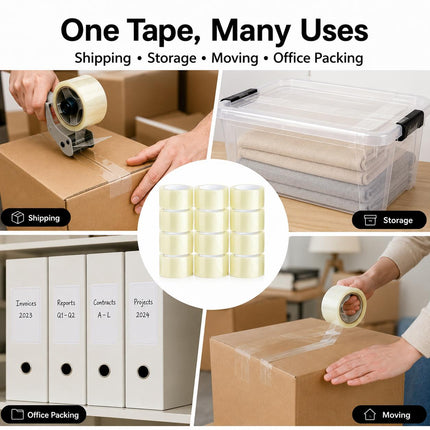 Clear Parcel Tape 48mm x 66m Strong Packing Tape for Boxes | Transparent Packaging Tape for Moving, Shipping, Storage & Dispatch