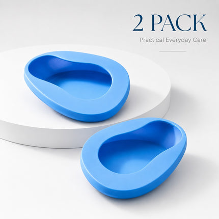 Heavy Duty Unisex Bed Pan 36.5cm Portable Toilet Urinal for Elderly, Disabled & Bedridden Patients Spill-Resistant Care Aid Pack Of 2