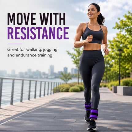 Ankle Wrist Weights Pair Purple Adjustable Leg Weights Straps for Walking Running Yoga Gym Fitness Training Home Workout 0.5kg-3kg