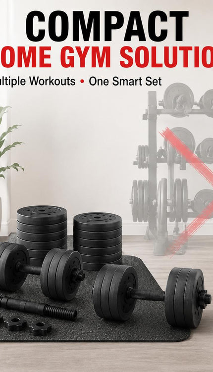 30KG Adjustable Dumbbell & Barbell Set 2-in-1 Weight Training Kit with Connecting Rod for Home Gym Workouts