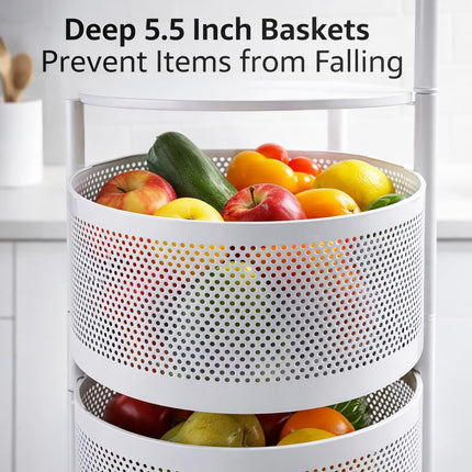 Rotating Storage Rack Trolley Cart – 360° Kitchen & Bathroom Organizer with Wheels