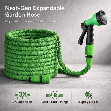 Expandable Garden Hose Pipe 150ft with 8-Function Spray Nozzle – Flexible Water Hose