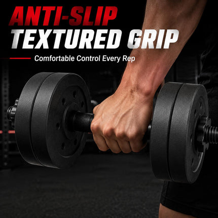 30KG Adjustable Dumbbell & Barbell Set 2-in-1 Weight Training Kit with Connecting Rod for Home Gym Workouts