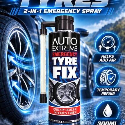 Instant Tyre Fix Spray 300ml Puncture Repair Sealer Inflator For Car Bike Cycle Emergency Flat Tyre Solution