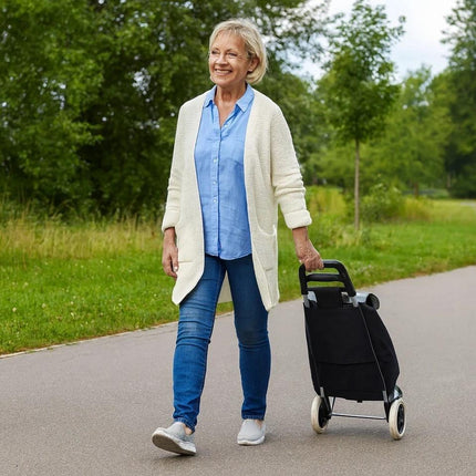 35L Folding Shopping Trolley Cart with Wheels – Waterproof Grocery Bag Carrier