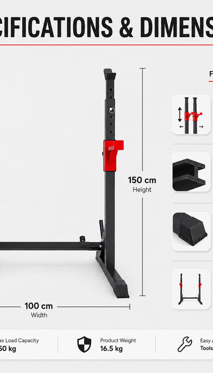 Adjustable Barbell Squat Rack Stands for Bench Press, Weight Lifting and Home Gym Strength Training
