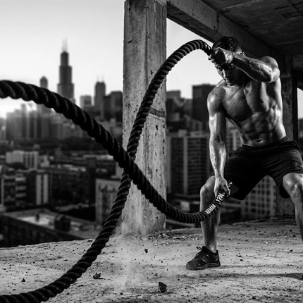 Battle Rope 38MM Heavy Duty Workout Cardio Exercise Gym Sled Pull Rope Available in 6M 9M 12M for Strength Training Fitness Conditioning Home Gym