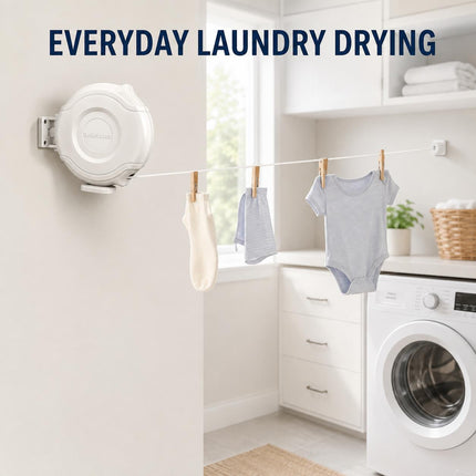 12M Retractable Clothes Line 15KG Heavy Duty Single Washing Line Wall Mounted Extendable Dryer